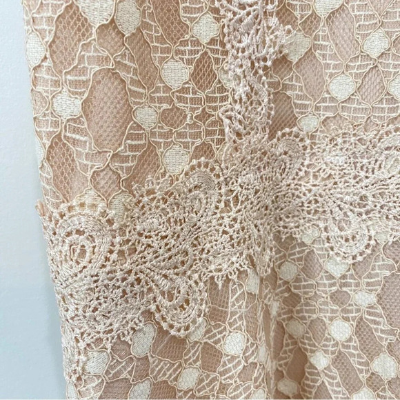 JOA Lace Midi Dress Neutral Beige Size M – Formal Wedding Guest Cocktail NEW - Picture 7 of 17